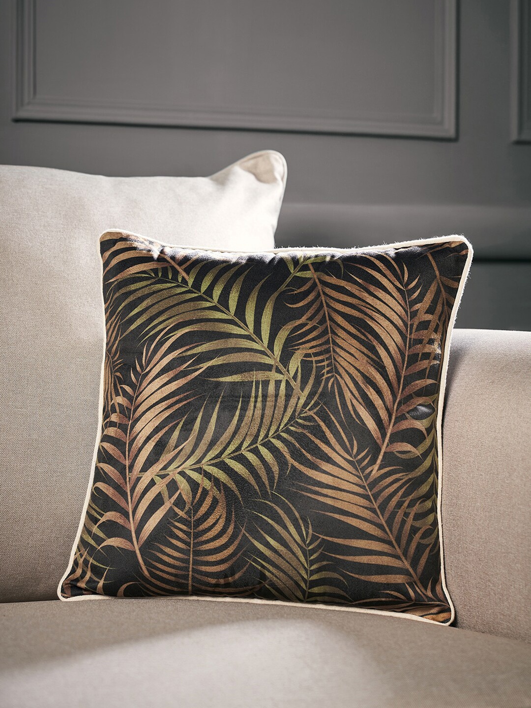 

Pure Home and Living Black & Brown Floral Velvet Square Cushion Covers