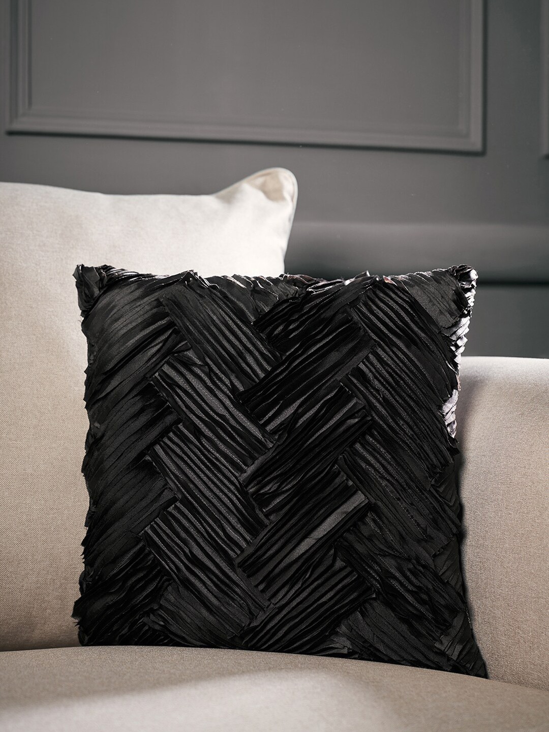 

Pure Home and Living Black & Grey Geometric Square Cushion Covers