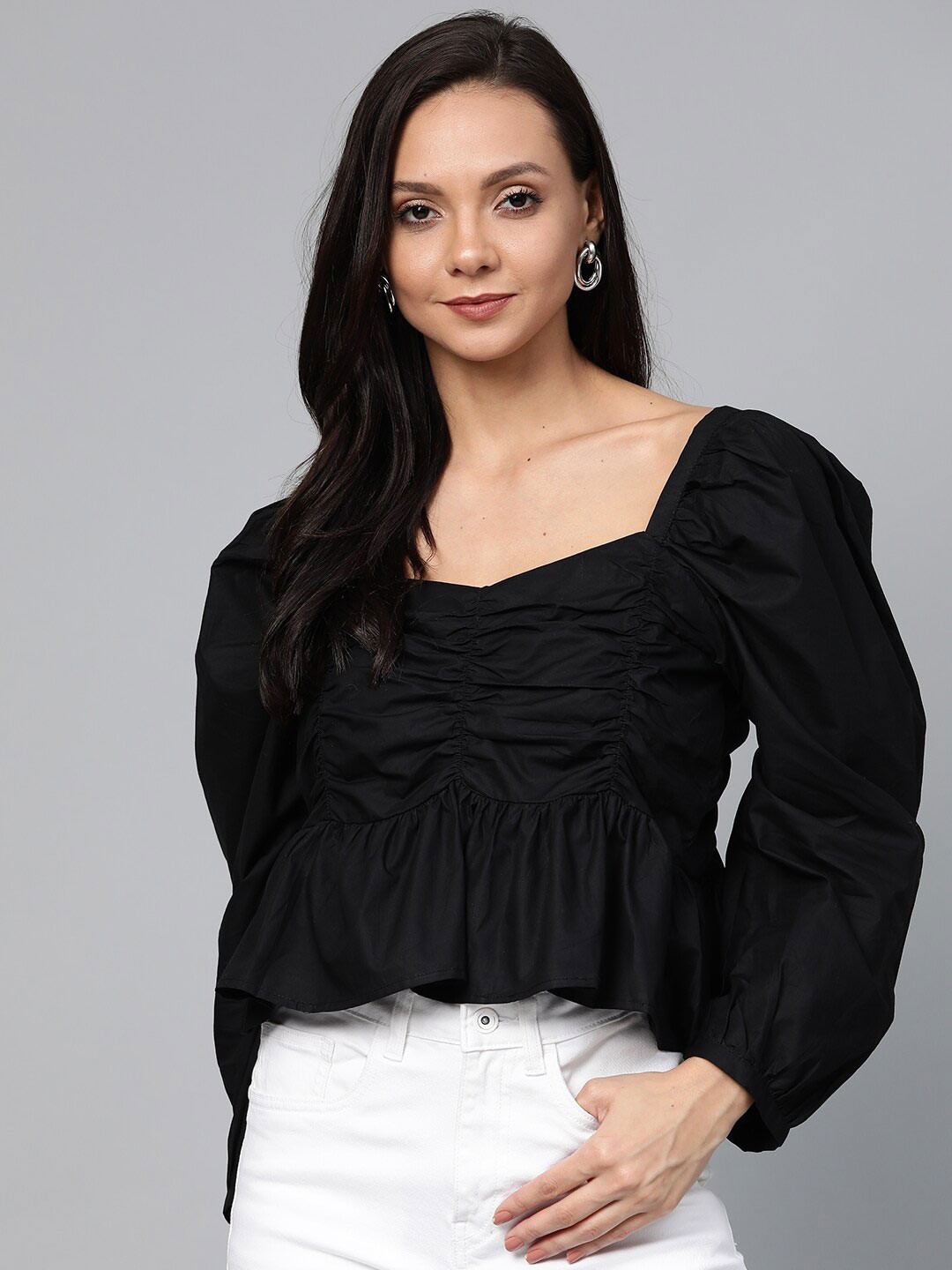 

plusS Black Sweetheart Neck Crop Top