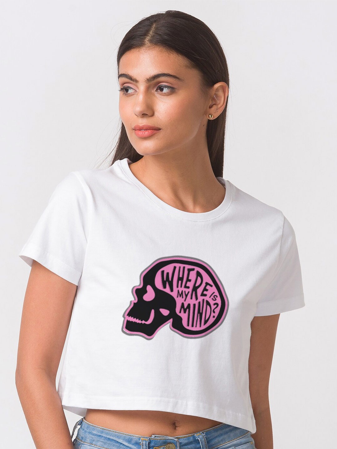 

FashionRack Women White Printed Cotton Bio Finish T-shirt