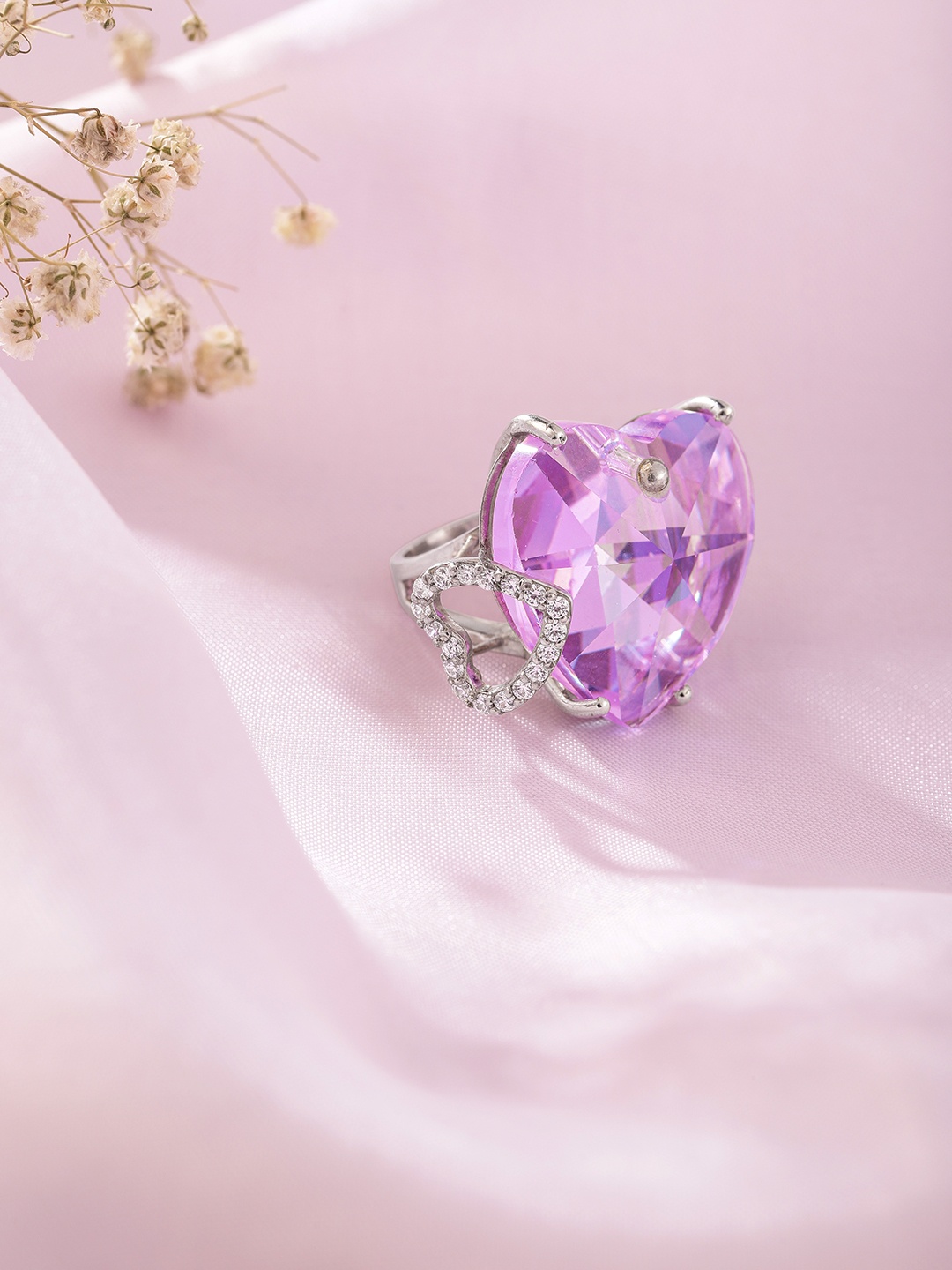 

Onaifa Sterling Silver Rhodium-Plated Finger Ring, Violet