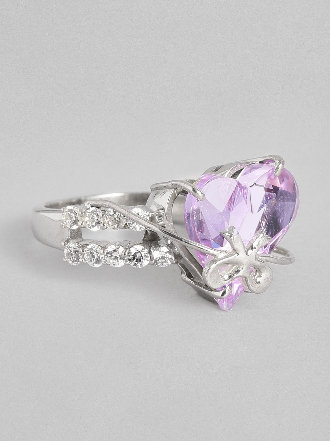 

Onaifa Sterling Silver Rhodium-Plated Finger Ring, Violet