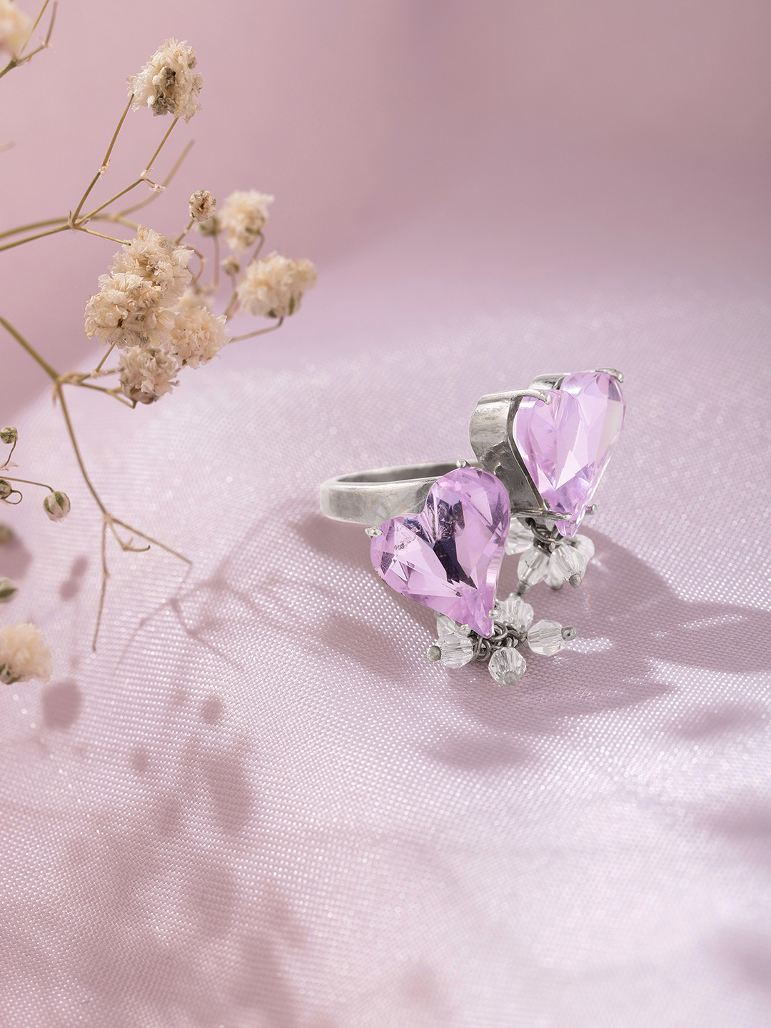 

Onaifa Sterling Silver Rhodium-Plated Finger Ring, Violet