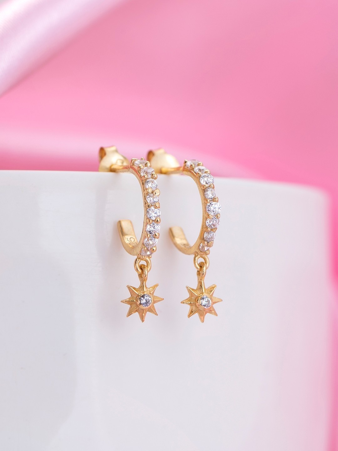 

Zavya Gold-Plated Crescent Shaped Half Hoop Earrings