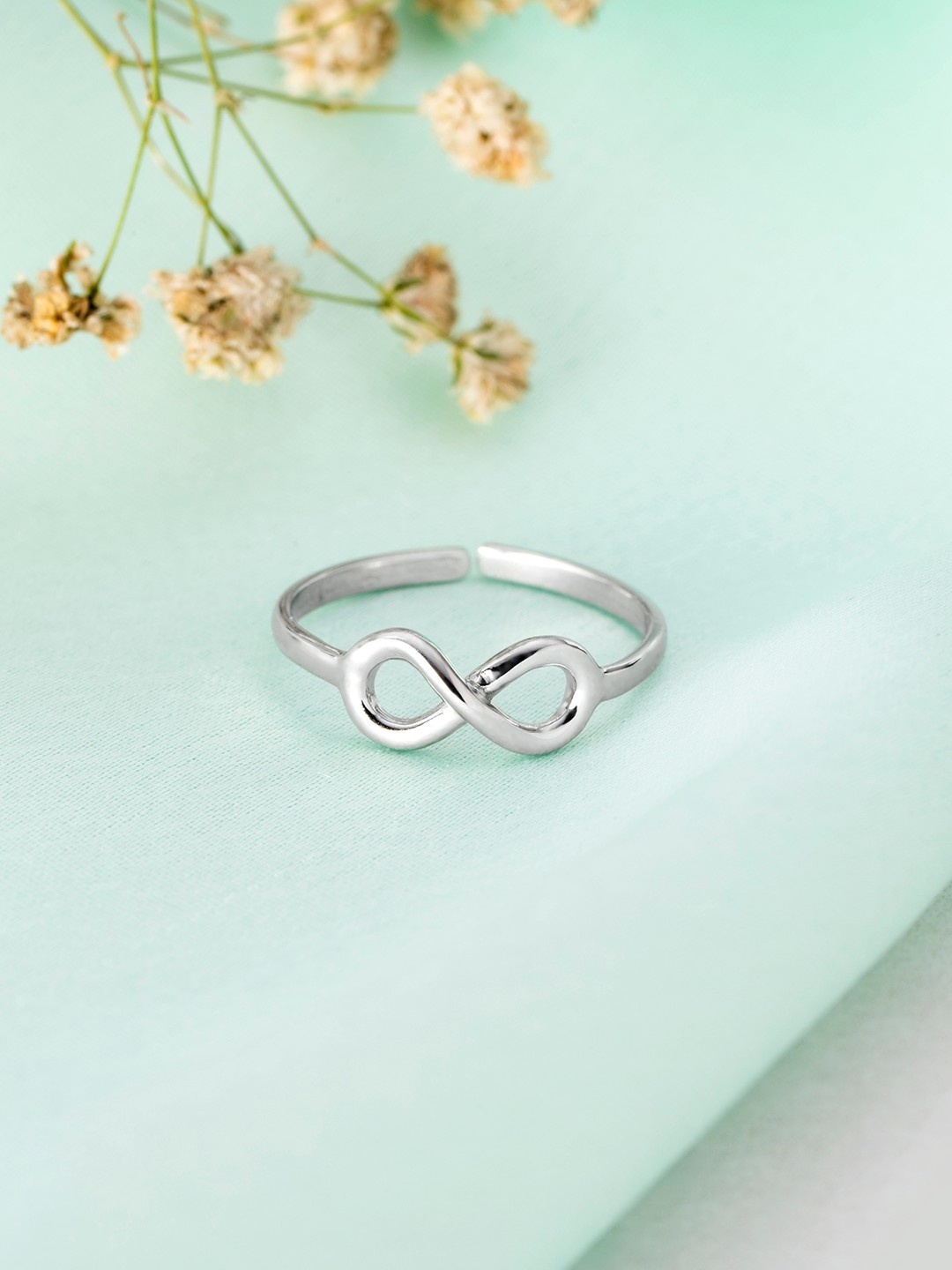 

Zavya Women Rhodium-Plated 92.5 Sterling Silver Infinity Adjustable Ring