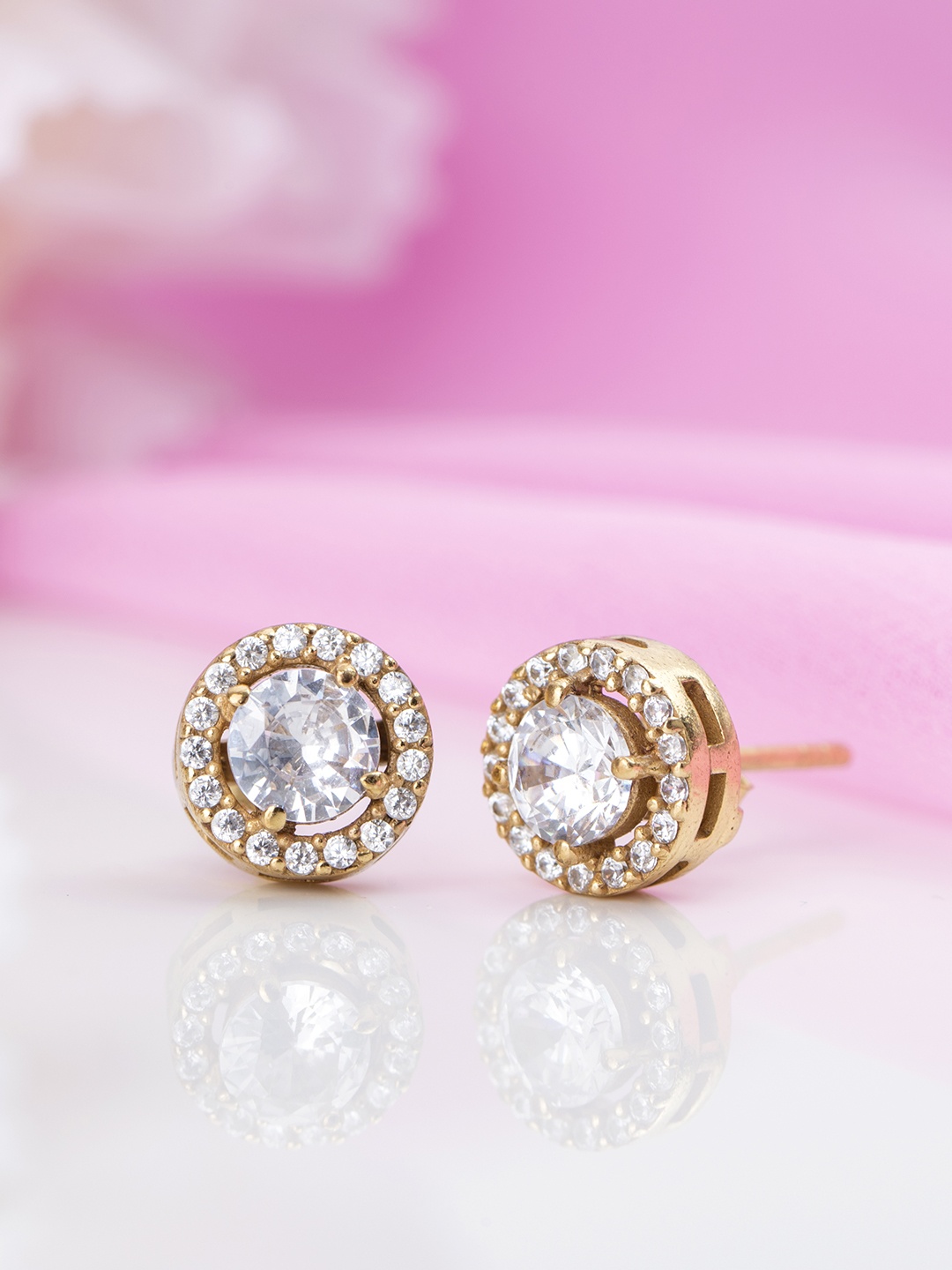 

Zavya Gold-Plated & Off White Circular Studs Earrings