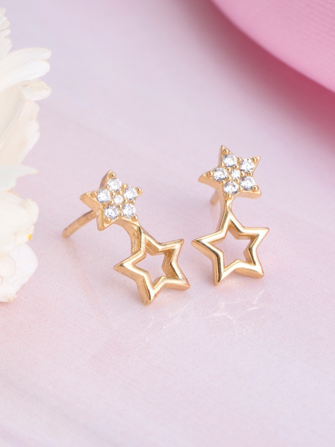 

Zavya Gold-Plated Star Shaped Drop Earrings