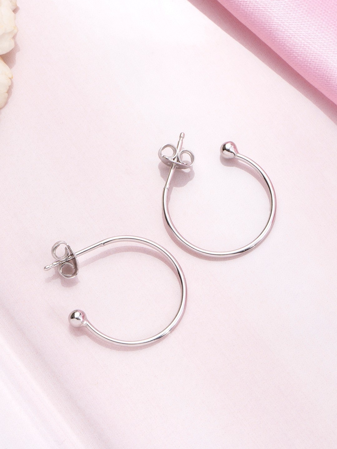 

Zavya Silver-Toned Circular Half Hoop Earrings