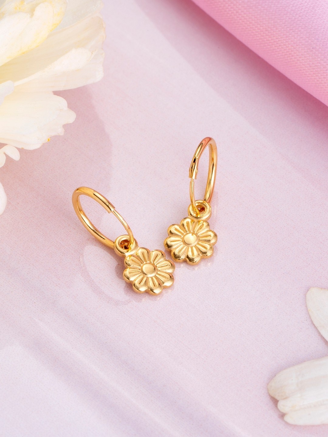 

Zavya Gold-Toned Floral Drop Earrings