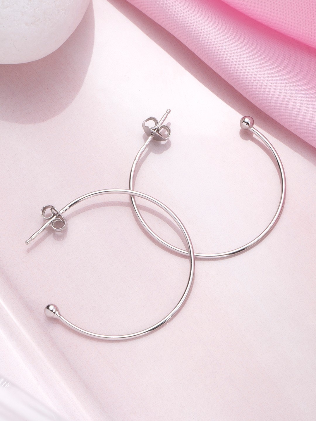 

Zavya Silver-Toned Circular Half Hoop Earrings