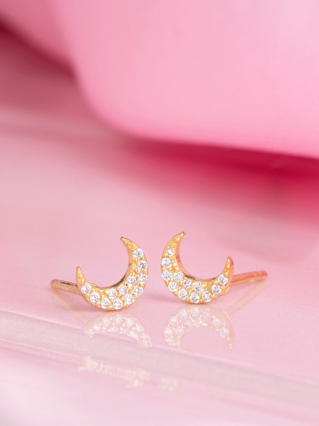 

Zavya Gold-Toned Crescent Shaped Studs Earrings