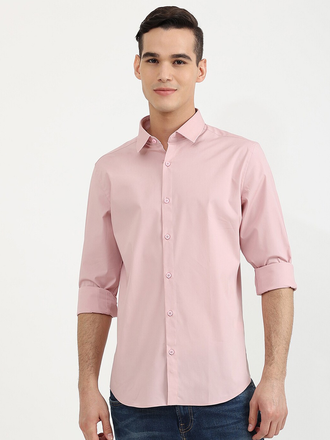 

United Colors of Benetton Men Pink Slim Fit Cotton Casual Shirt