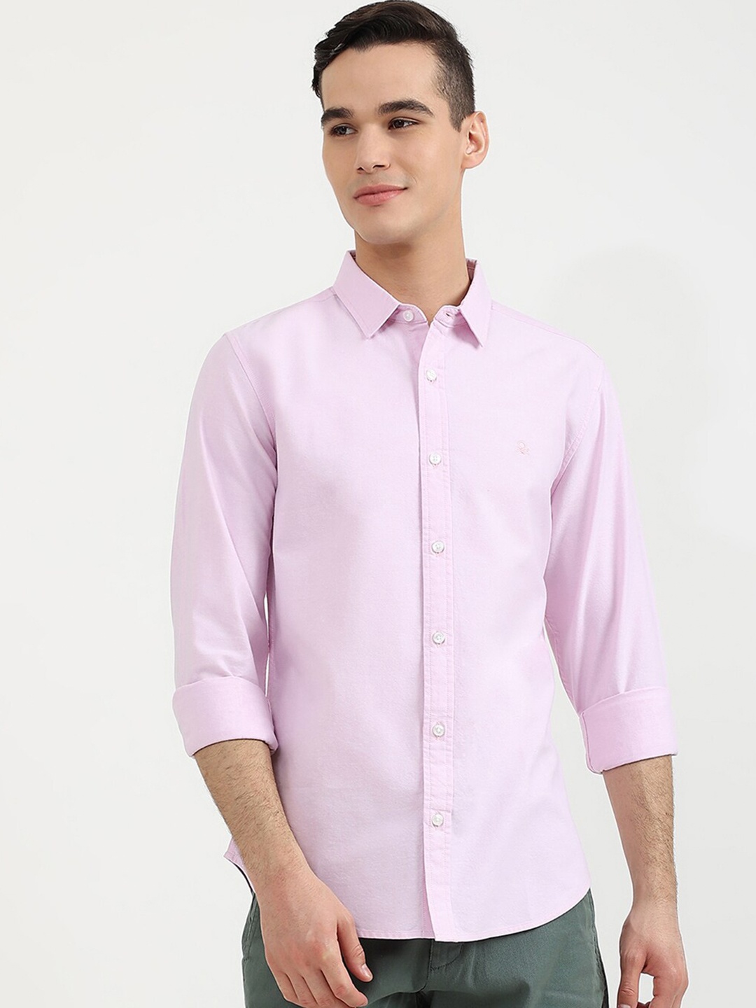 

United Colors of Benetton Men Pink Slim Fit Cotton Casual Shirt