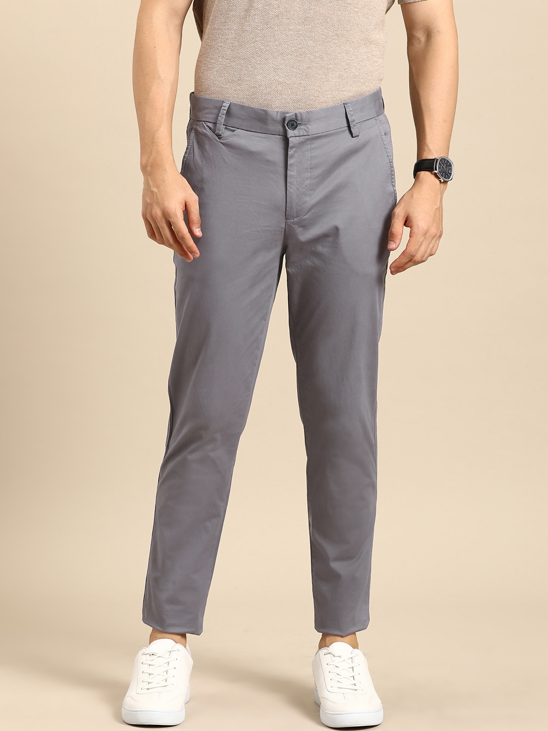 

United Colors of Benetton Men Slim Fit Trousers, Grey