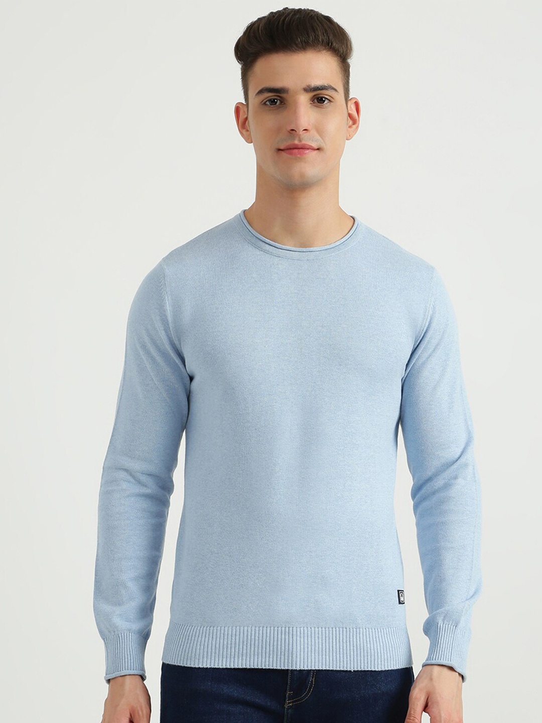 

United Colors of Benetton Men Blue Cotton Pullover Sweater