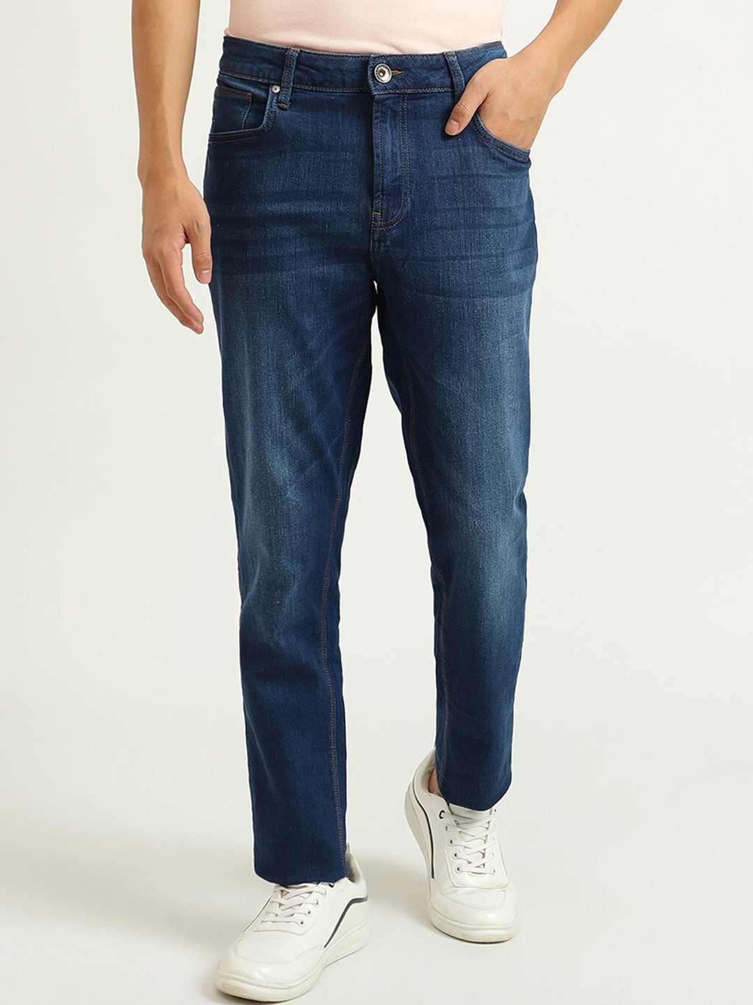 

United Colors of Benetton Men Blue Cotton Skinny Fit Light Fade Jeans