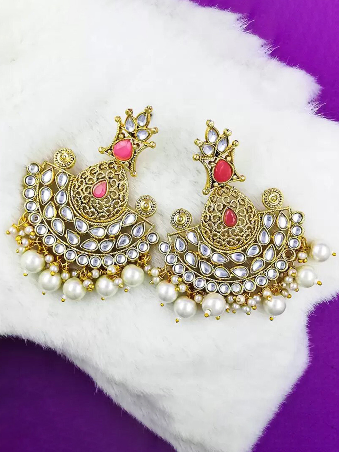

Saizen Gold-Toned Classic Chandbalis Earrings