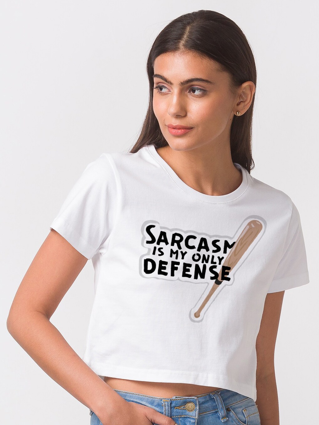 

FashionRack Women White Typography Cotton Printed Antimicrobial T-shirt
