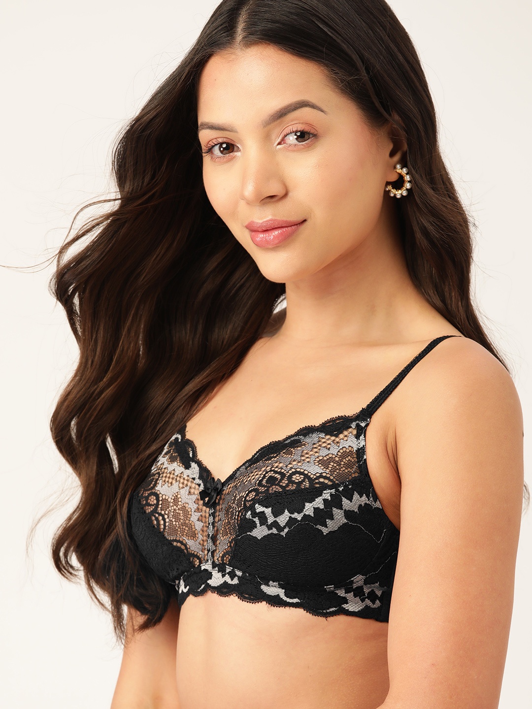 

DressBerry Floral Lace Everyday Bra, Black