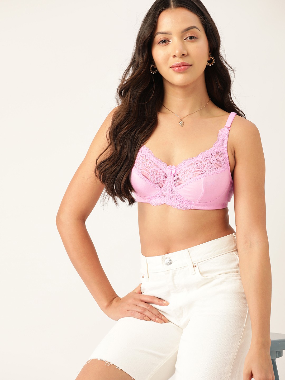 

DressBerry Floral Lace Everyday Bra, Pink