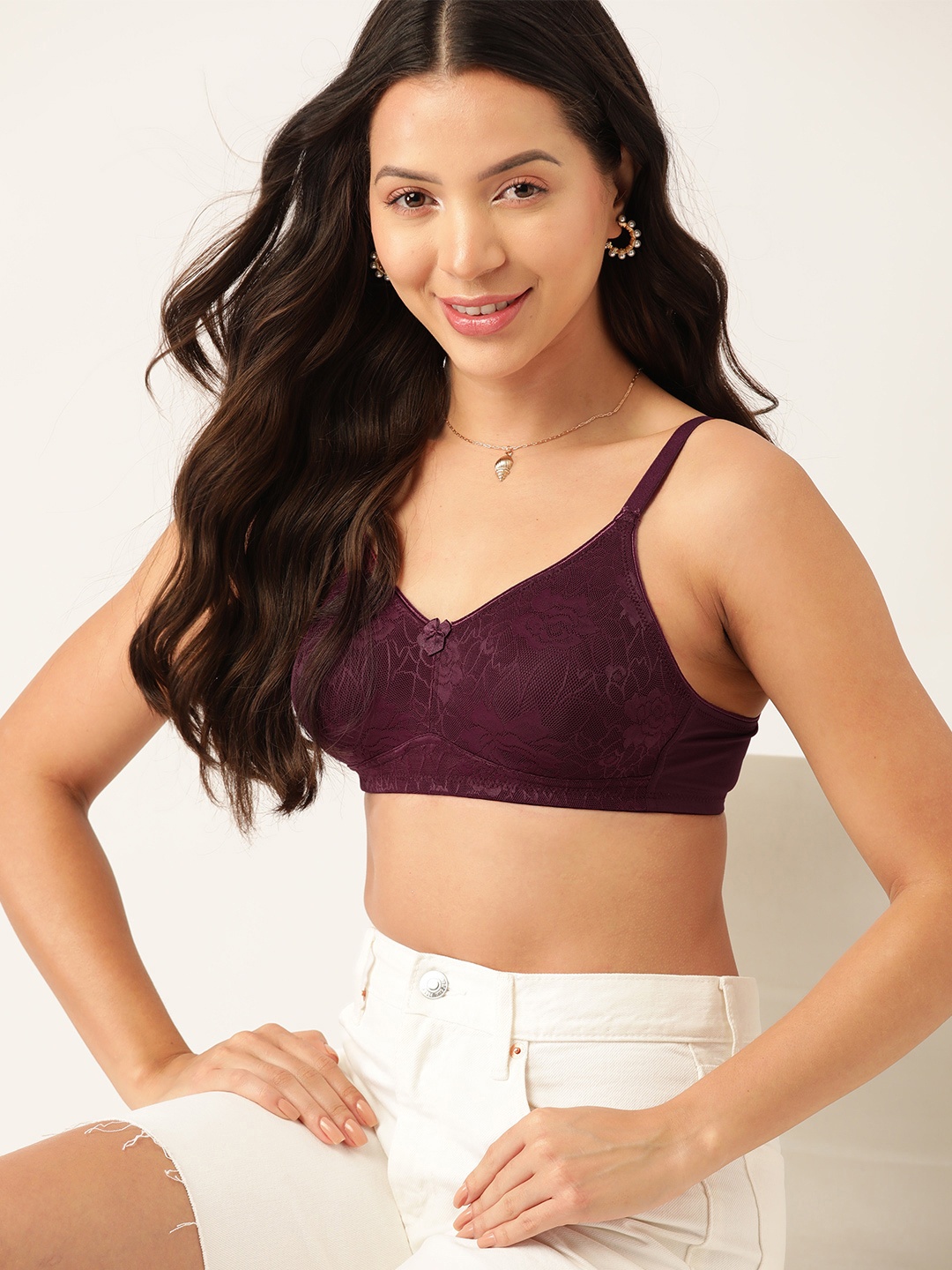 

DressBerry Floral Lace Everyday Bra, Burgundy