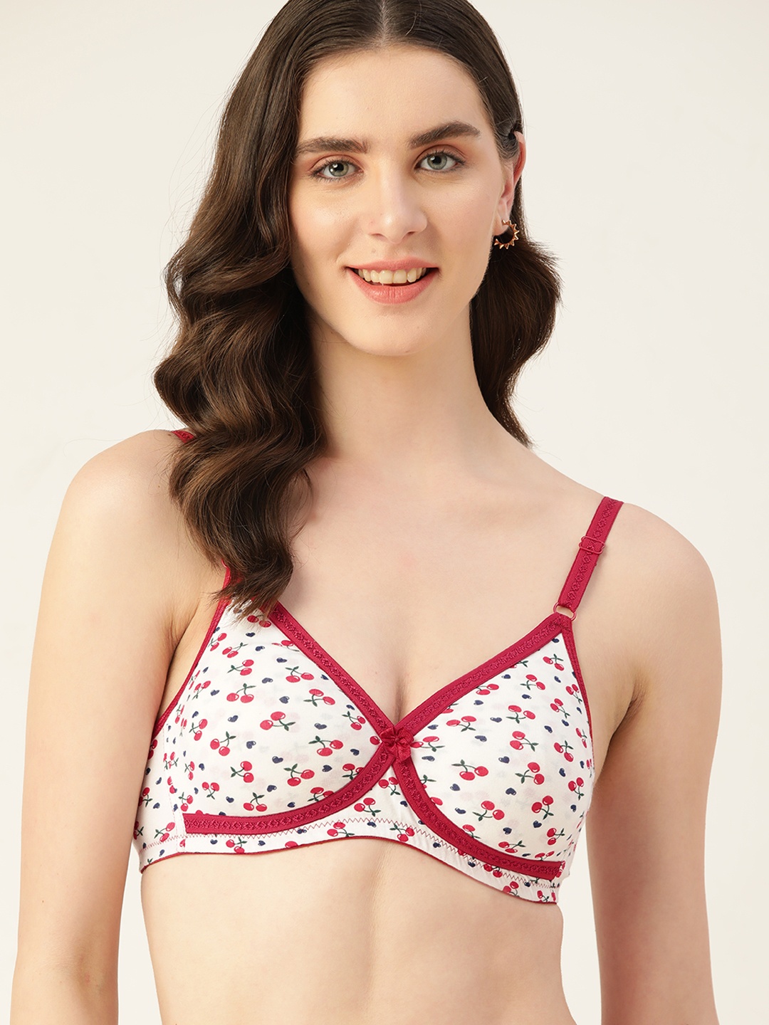

DressBerry Printed Bra - Non-Padded Non-Wired, White