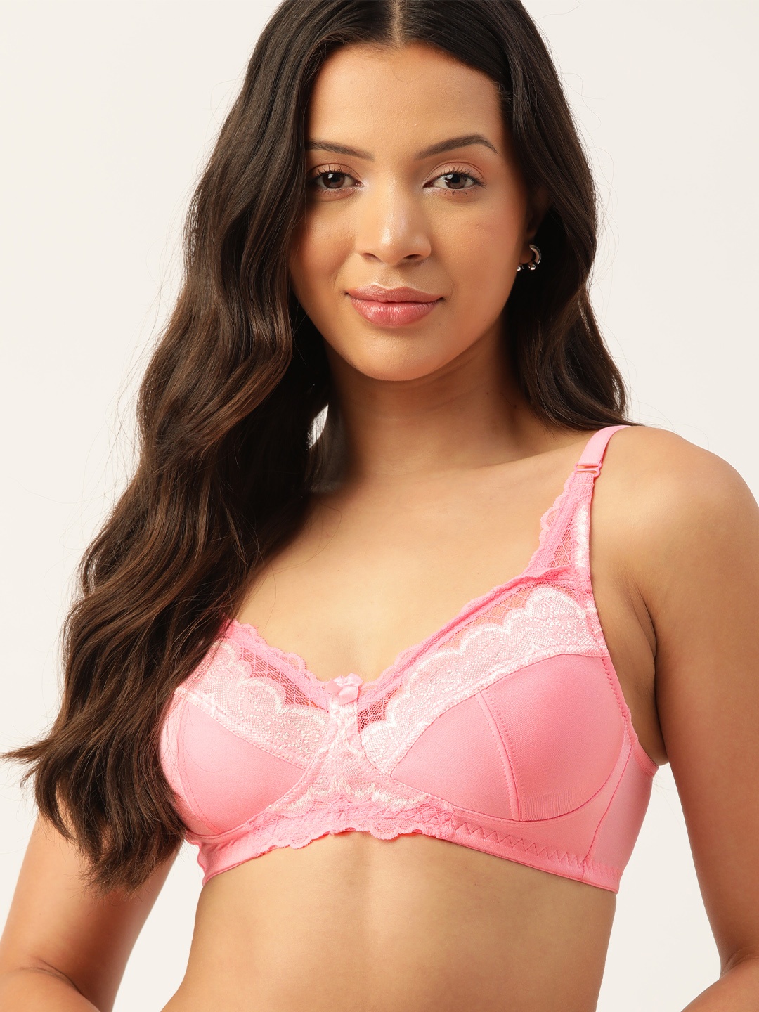 

DressBerry Non-Padded Lace Bra, Pink