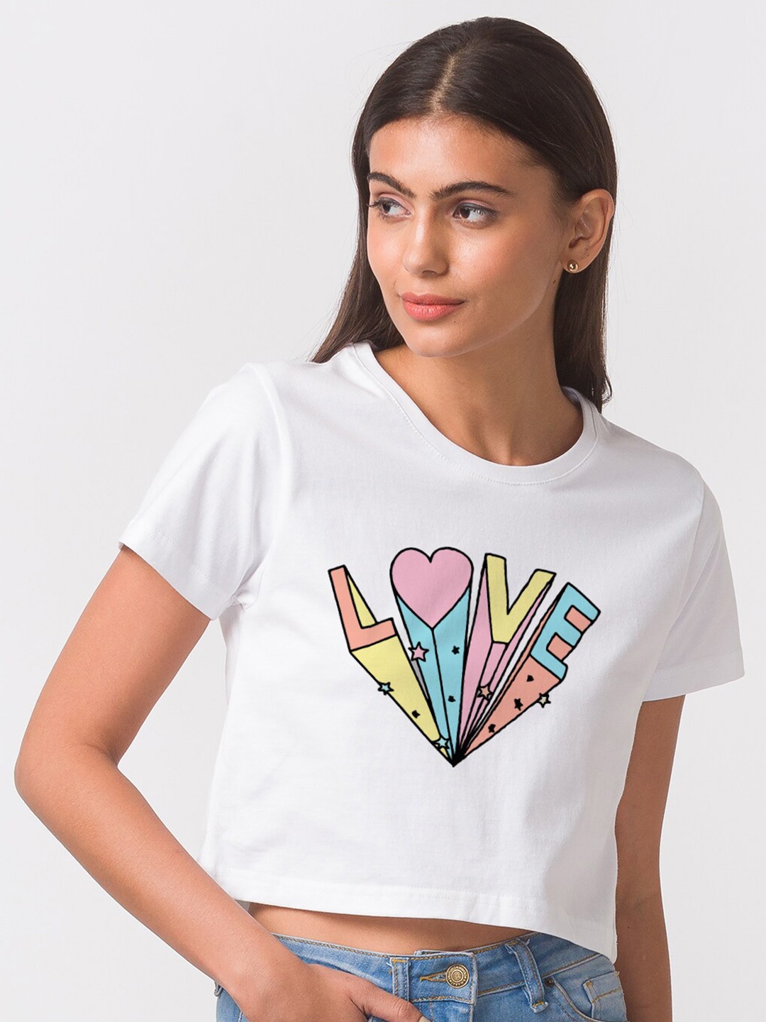

FashionRack Women White Printed Bio Finish Cotton T-shirt