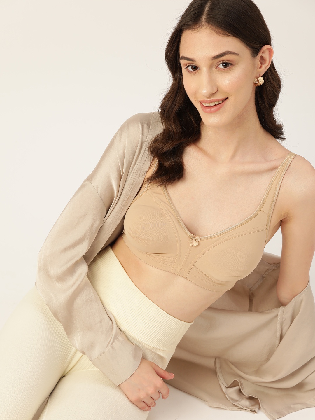 

DressBerry Solid T-shirt Bra - Full Coverage, Beige
