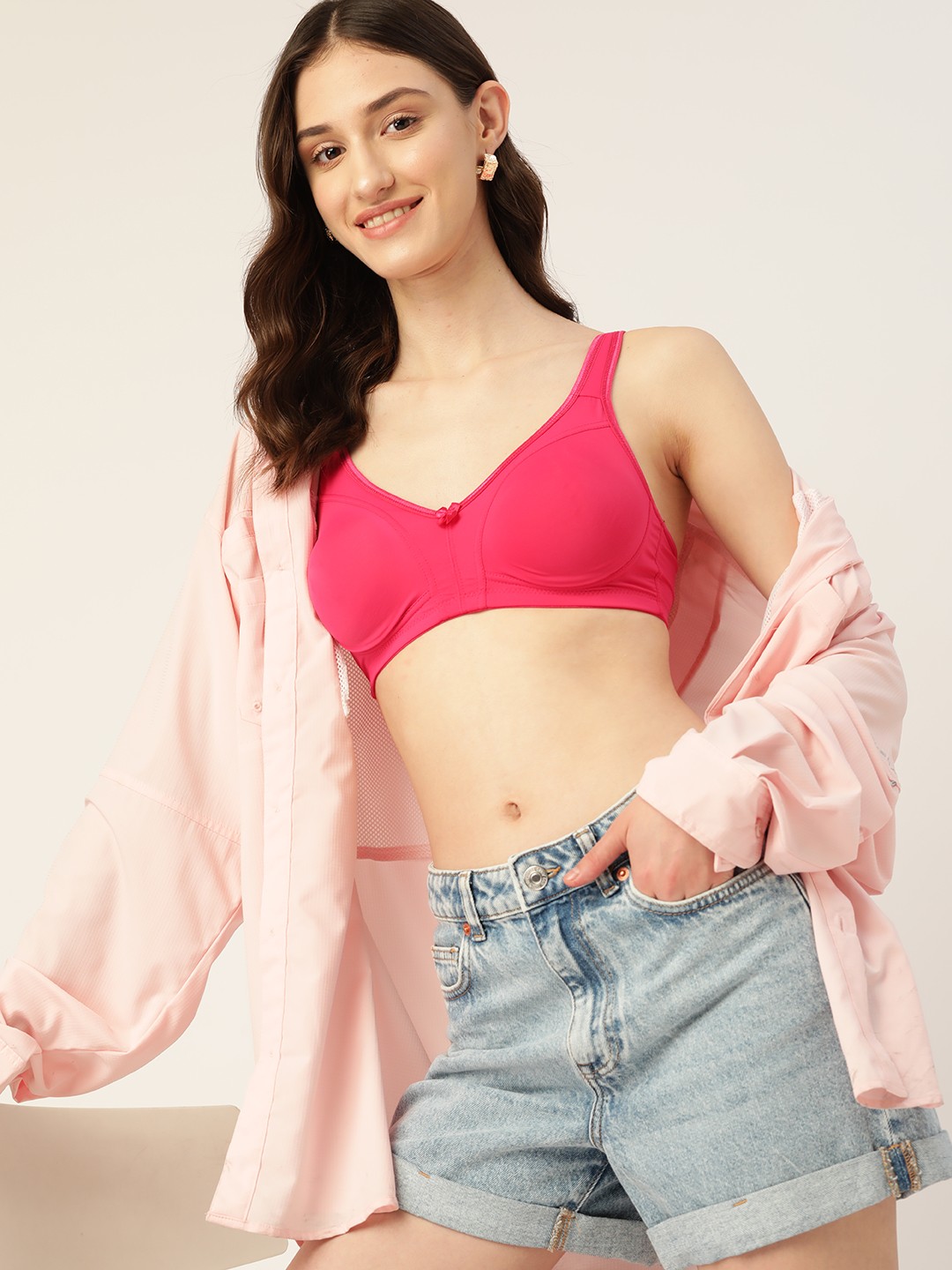 

DressBerry Solid T-shirt Bra - Full Coverage, Pink