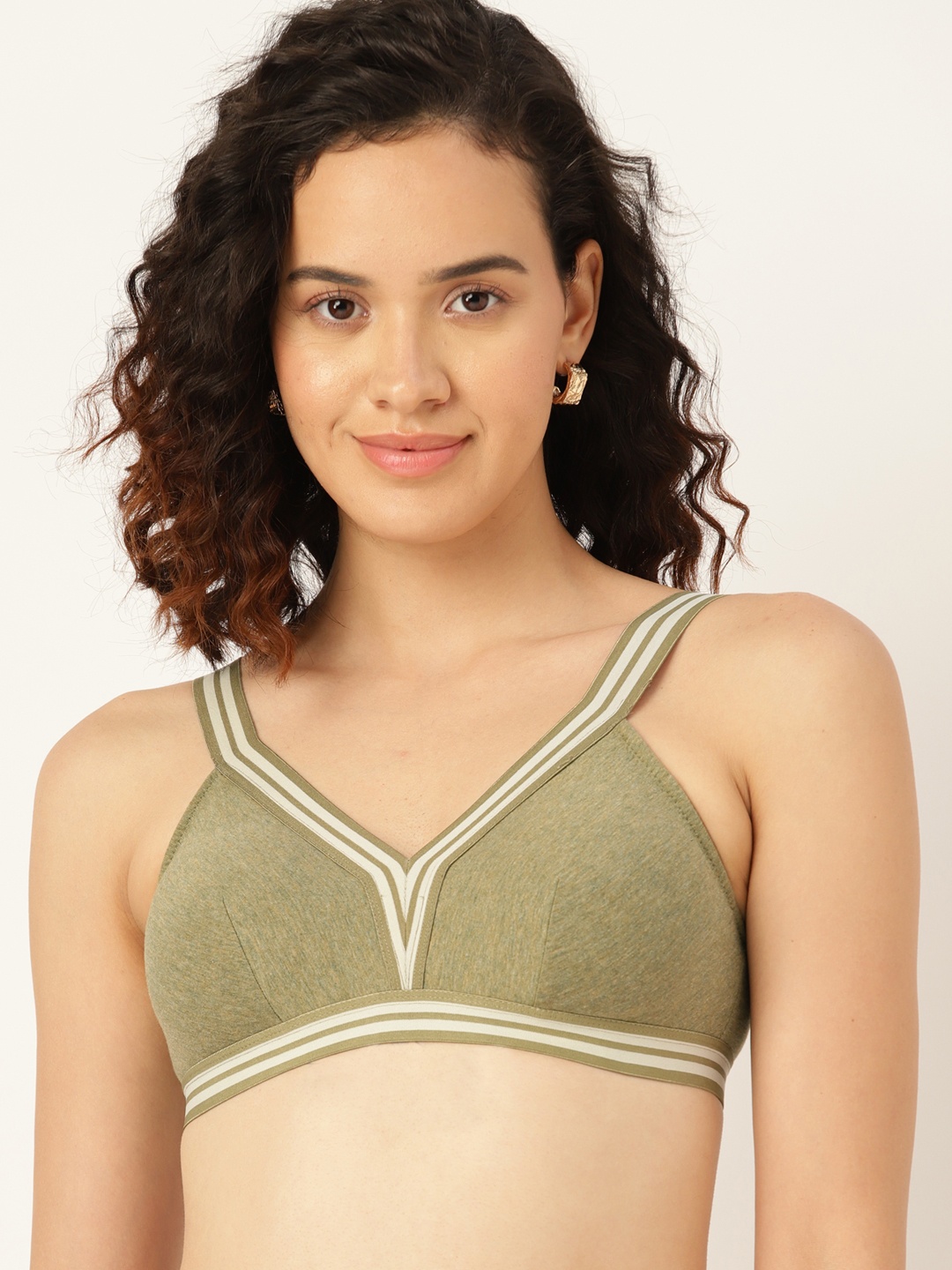 

DressBerry Lightly Padded Stripes Detail T-shirt Bra, Green
