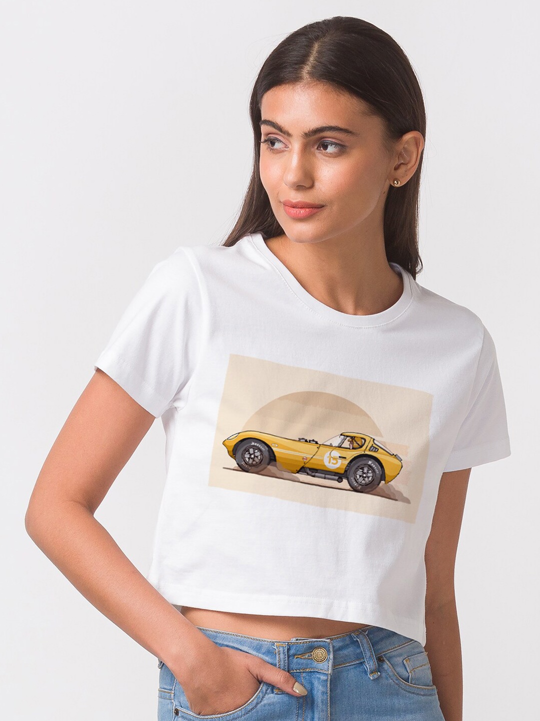 

FashionRack Women White Printed Cotton Bio Finish T-shirt