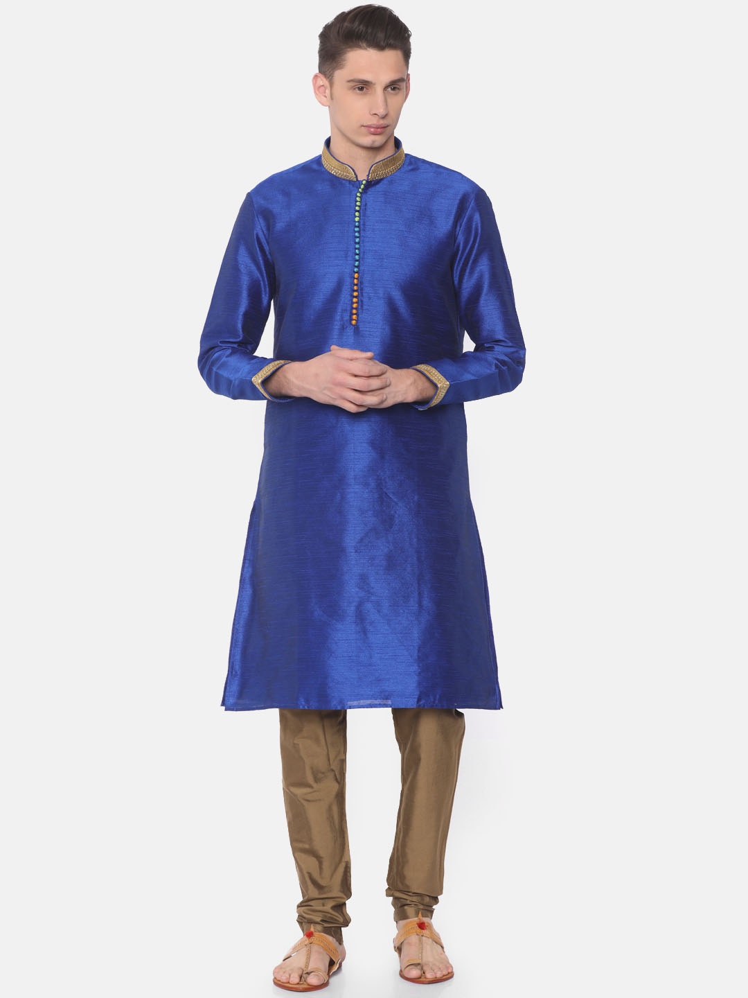 

RG DESIGNERS Men Blue & Beige Self-Design Kurta with Pyjamas