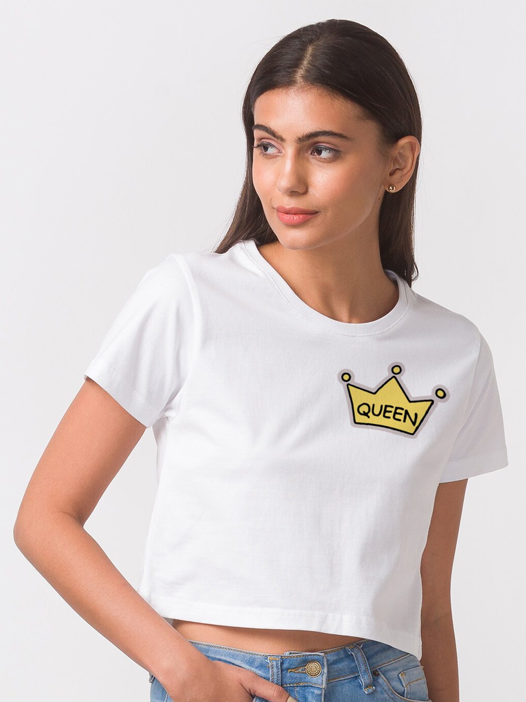 

FashionRack Women White Printed Cotton T-shirt
