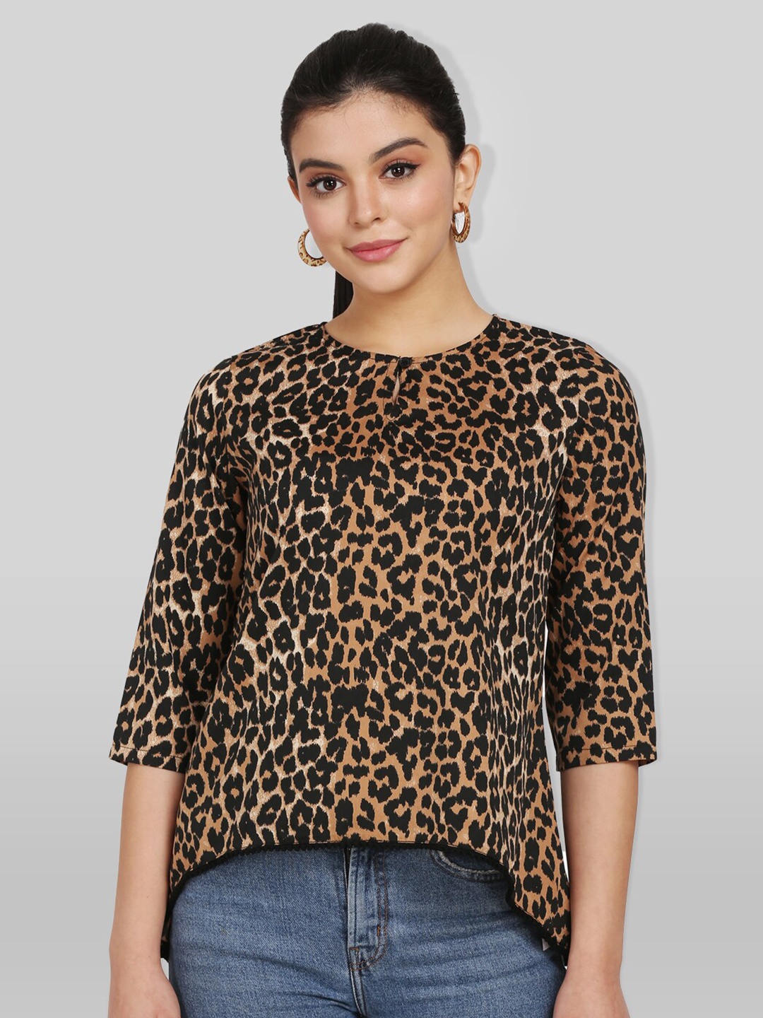 

PRETTY LOVING THING Brown Animal Print Top