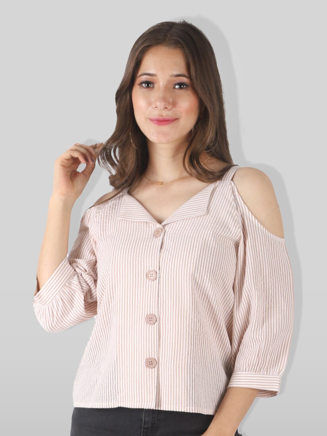 

PRETTY LOVING THING Brown Geometric Blouson Top