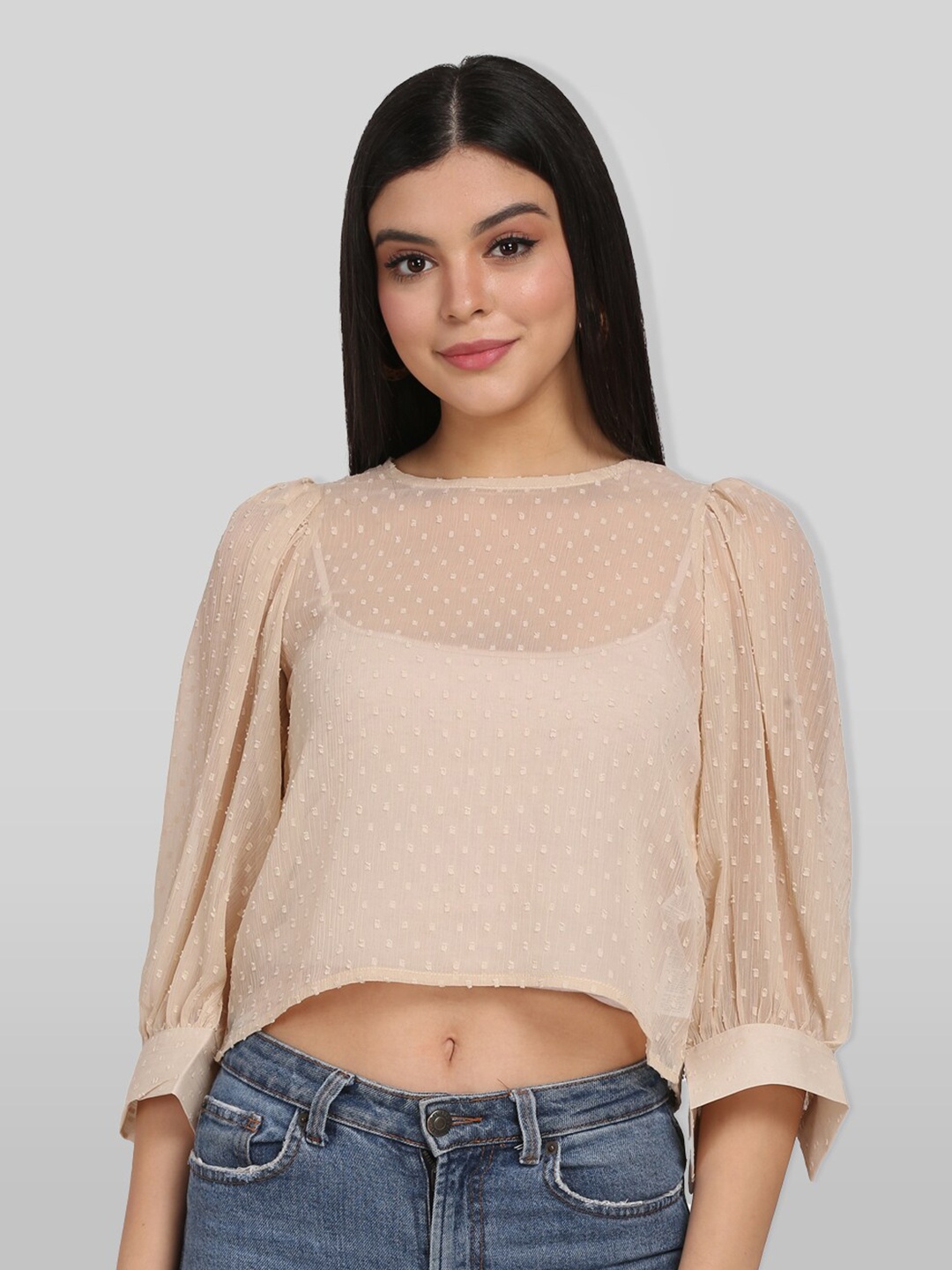 

PRETTY LOVING THING Beige Chiffon Top