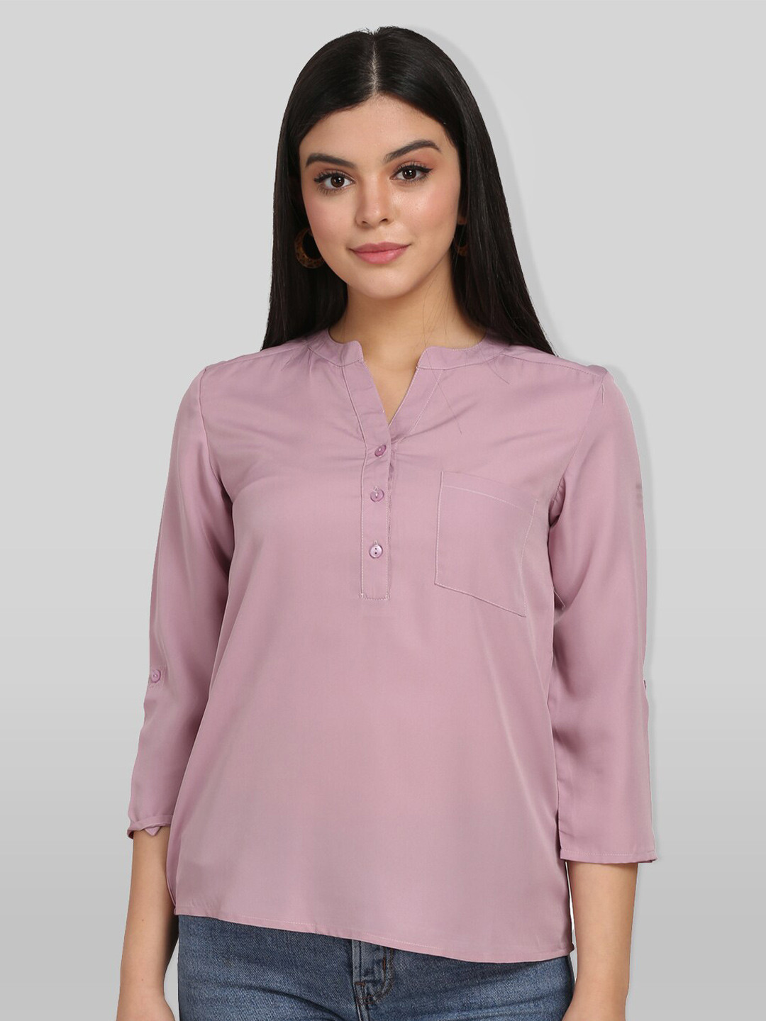 

PRETTY LOVING THING Pink Mandarin Collar Top