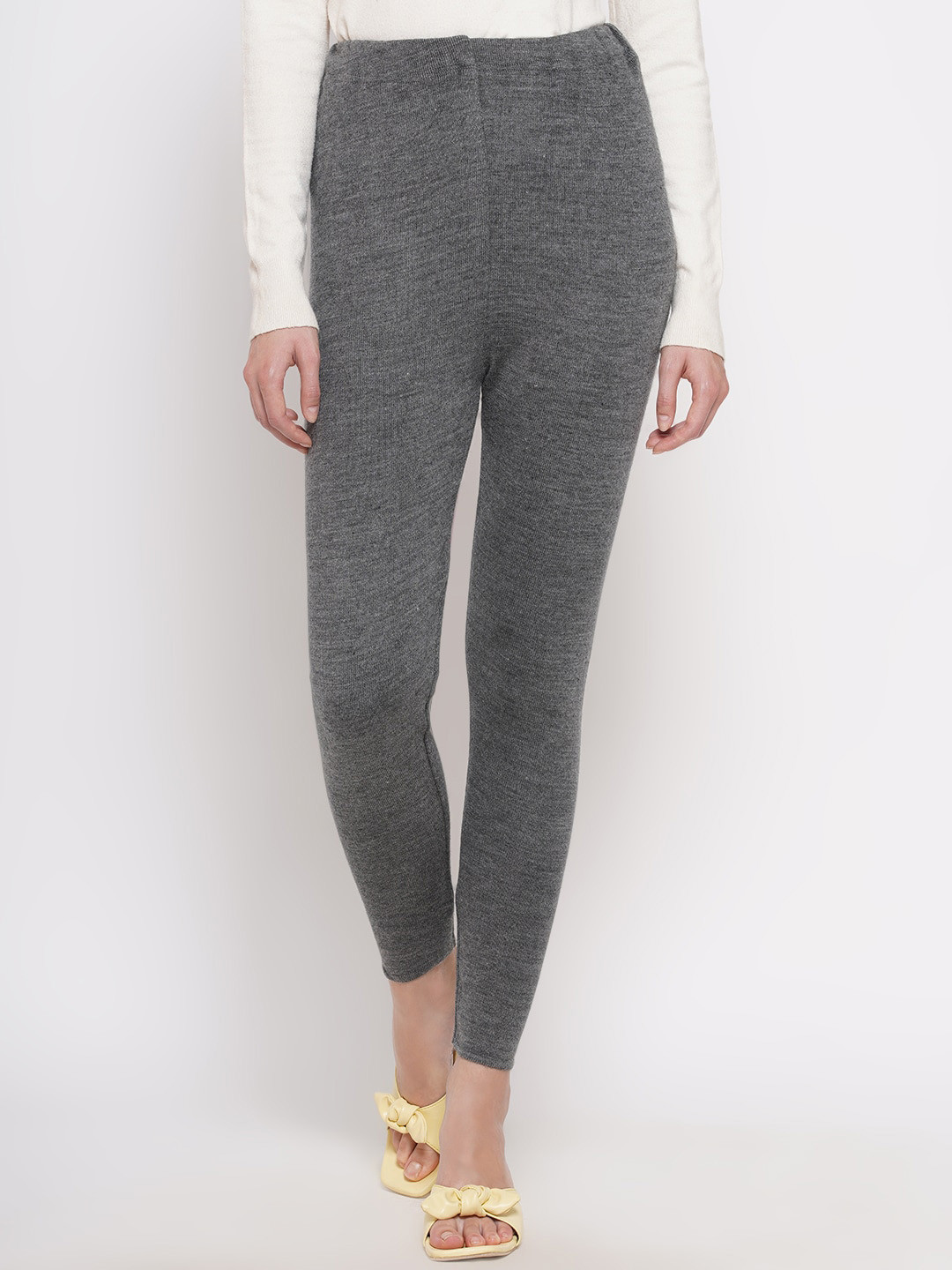 

FABNEST Grey Acrylic Ankle-Length Leggings