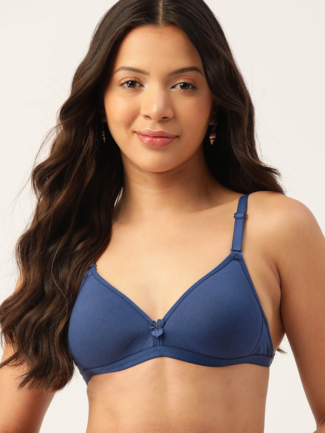 

DressBerry Lightly Padded Non-Wired T-shirt Bra, Navy blue