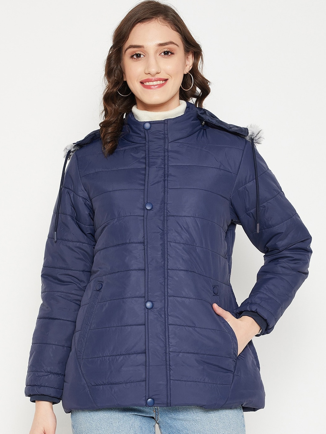 

Camey Women Navy Blue Lightweight Padded Jacket