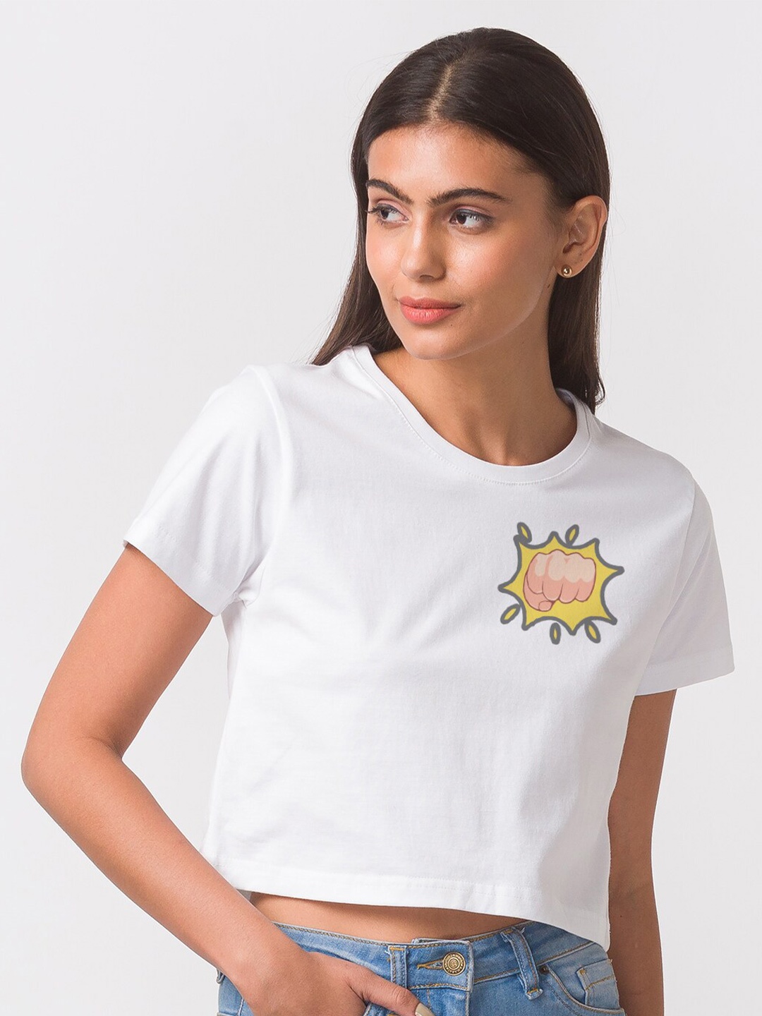 

FashionRack Women White Cotton Antimicrobial T-shirt