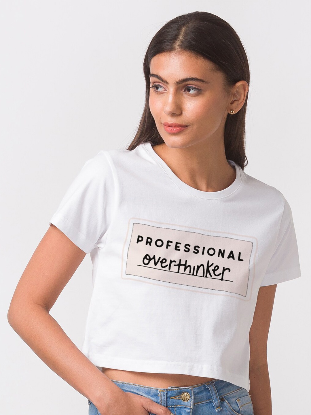 

FashionRack Women White Typography Cotton Printed Bio Finish T-shirt