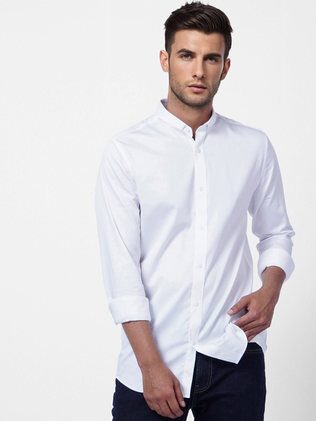 

Jack & Jones Men White Cotton Long Sleeves Casual Shirt