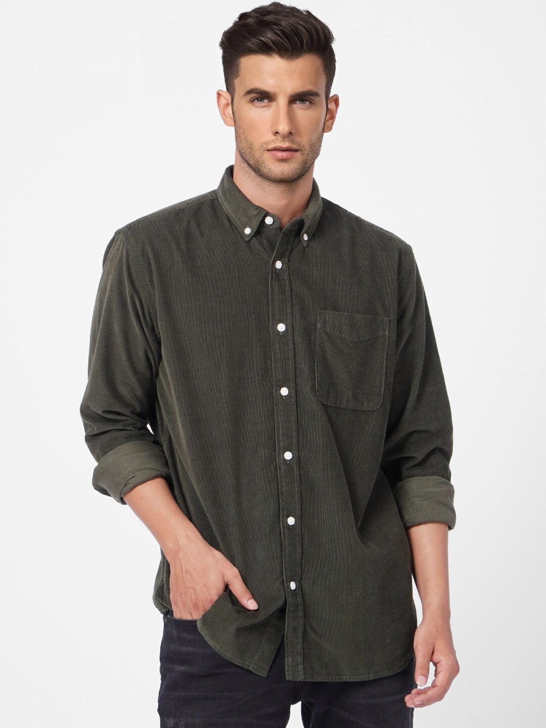 

Jack & Jones Men Green Long Sleeves Casual Shirt