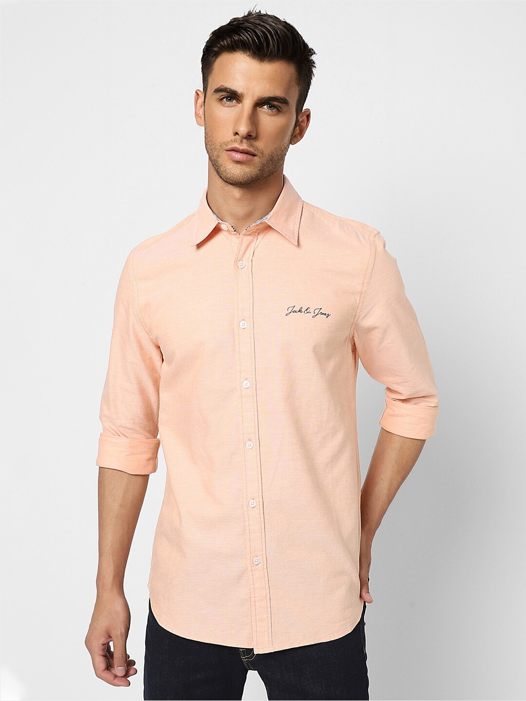 

Jack & Jones Men Orange Long Sleeves Casual Shirt
