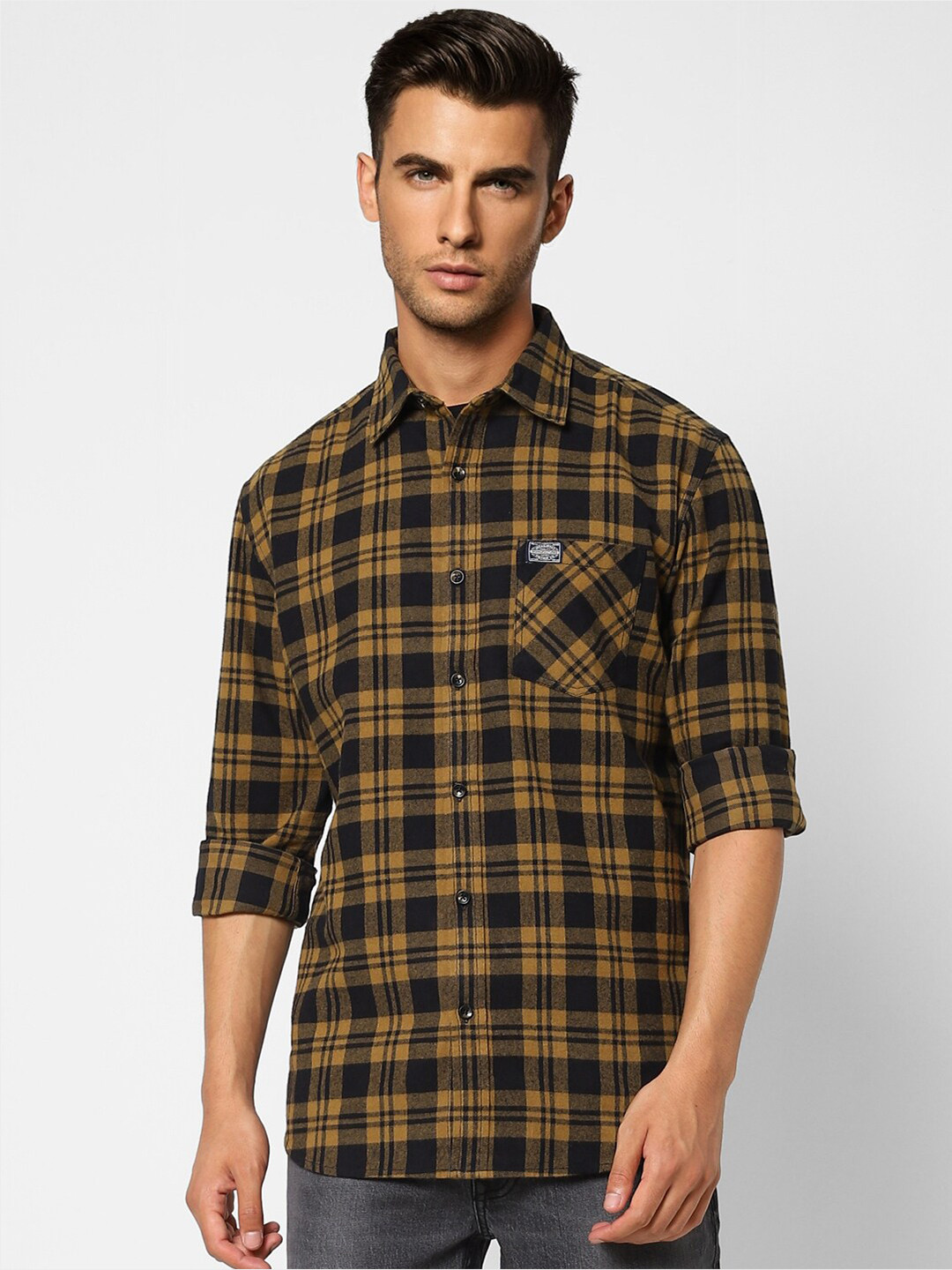 

Jack & Jones Men Green Checked Casual Shirt