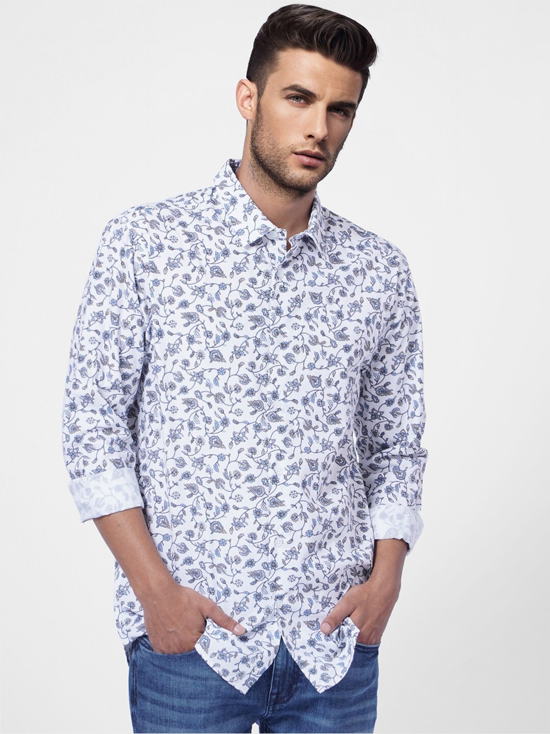 

Jack & Jones Men Floral Printed Casual Shirt, White