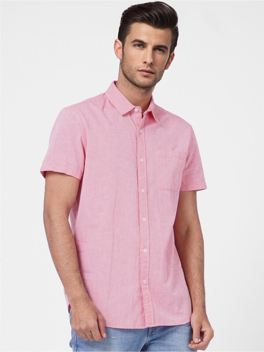 

Jack & Jones Men Pink Slim Fit Casual Shirt
