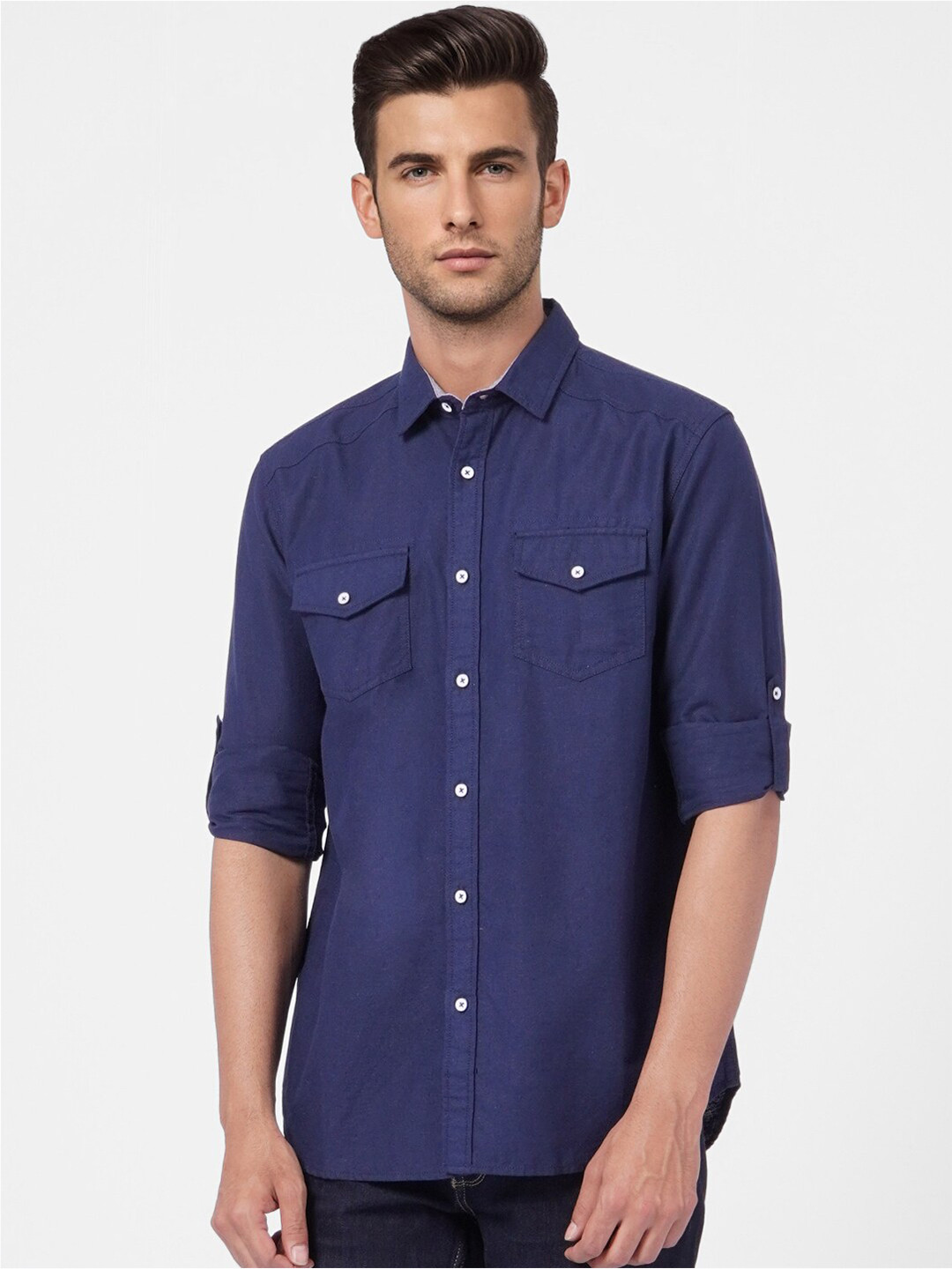 

Jack & Jones Men Navy Blue Casual Cotton Shirt
